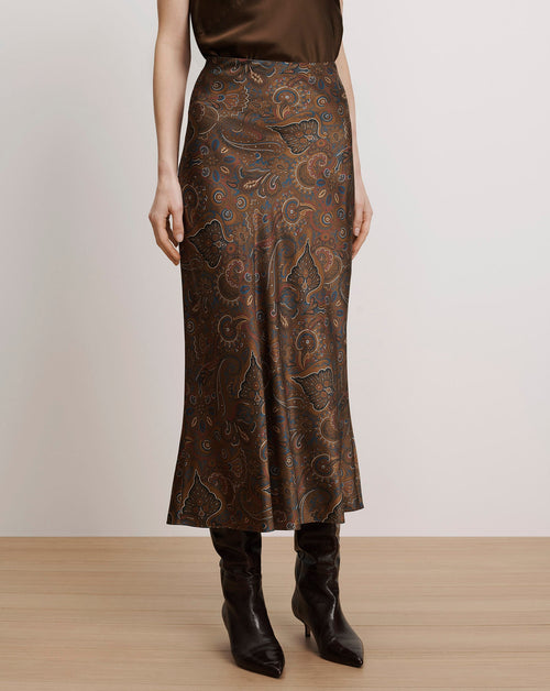 Clover Stretch-Silk Midi Skirt
