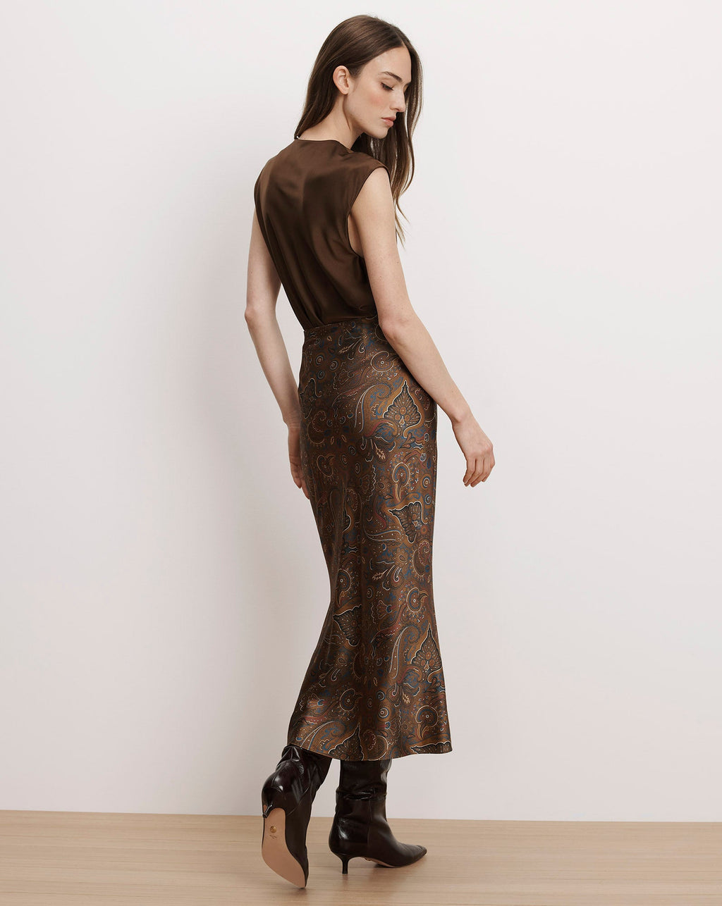 Clover Stretch-Silk Midi Skirt